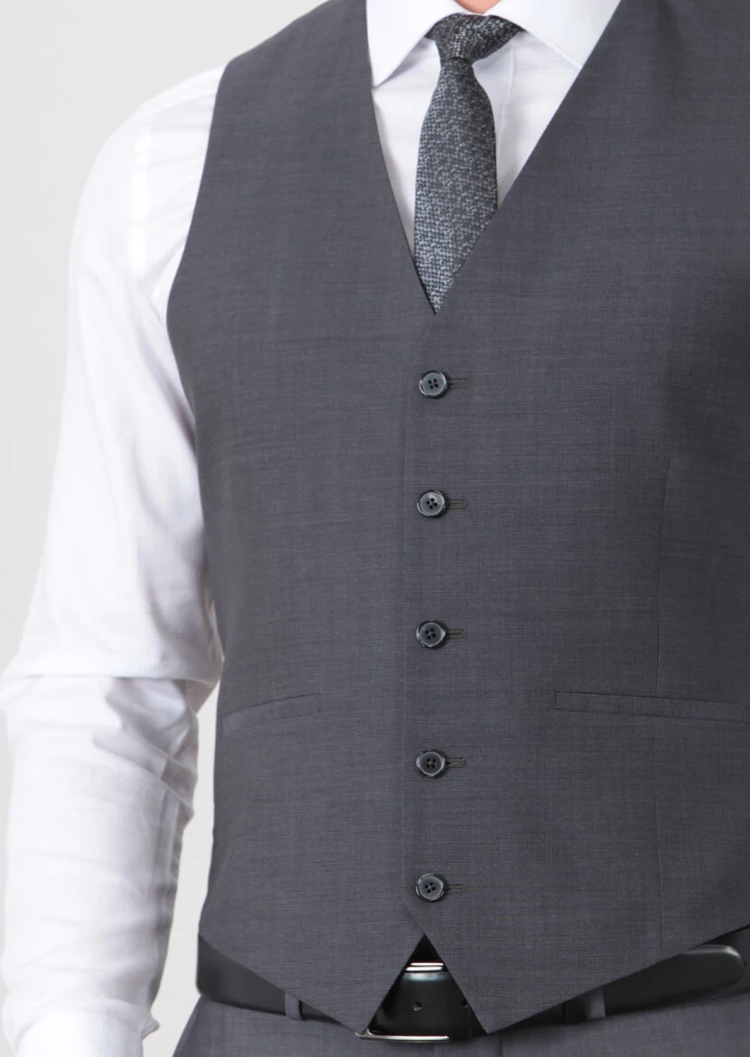 Antrasit Yelekli Takım Elbise - 6