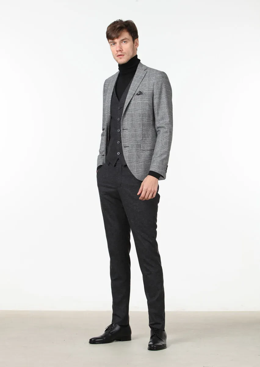 Antrasit Yelekli Takım Elbise - 2