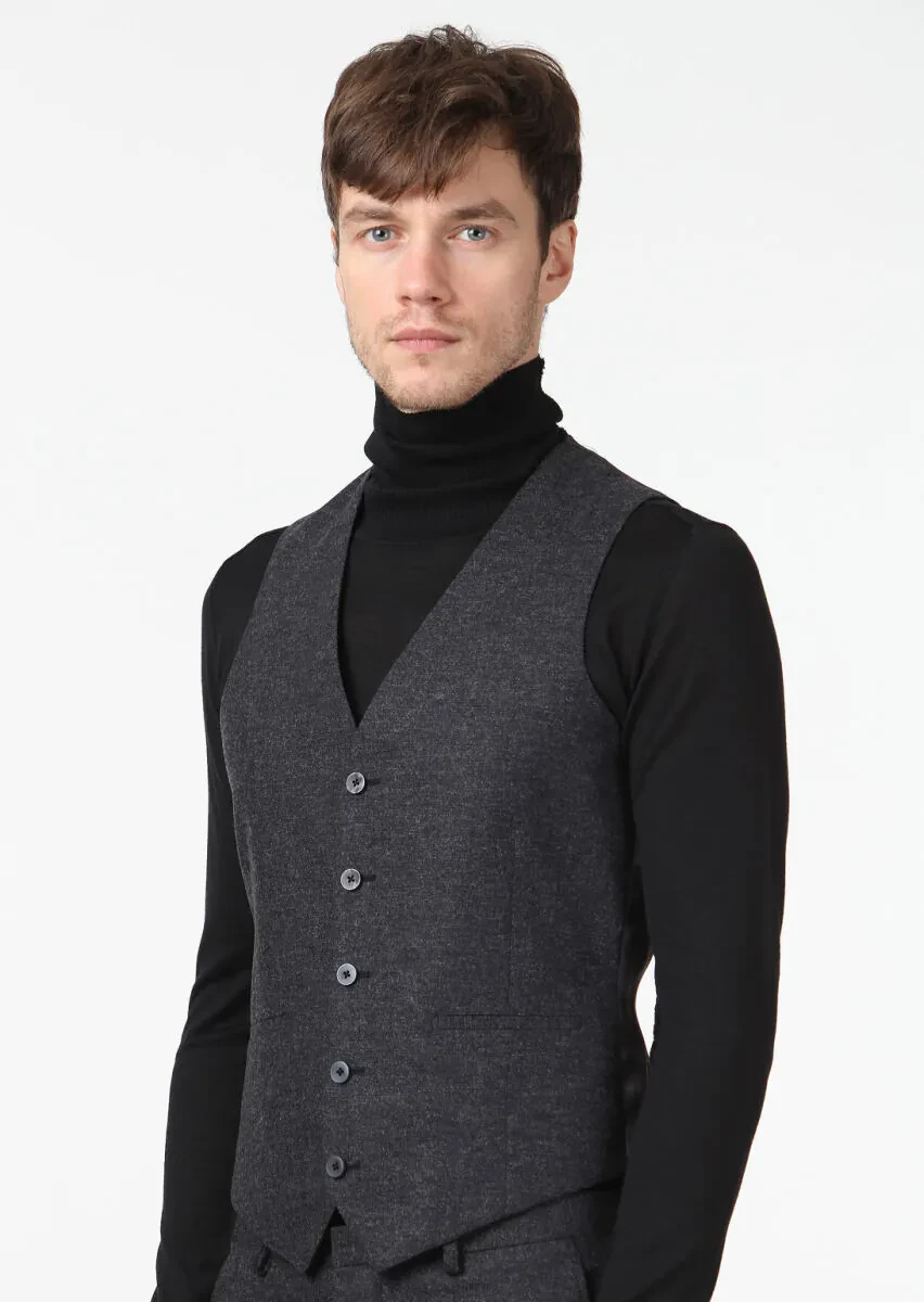 Antrasit Yelekli Takım Elbise - 5