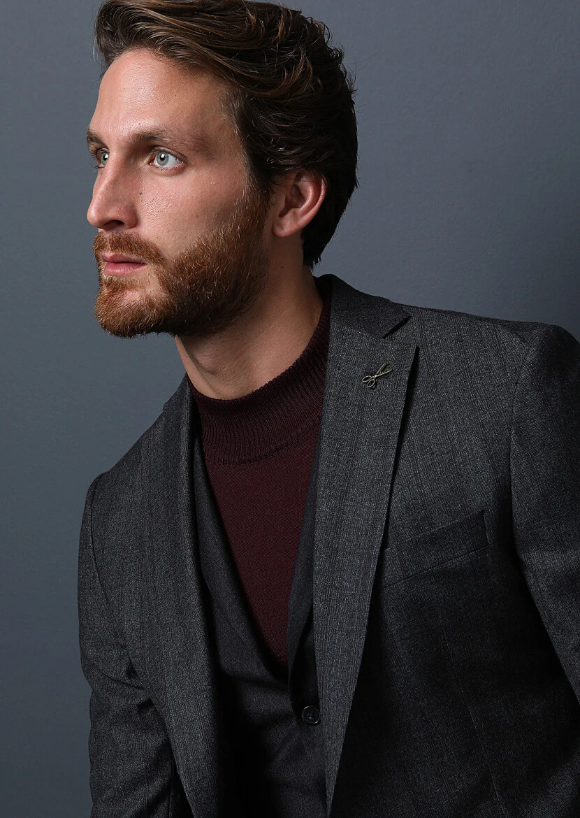 Antrasit Yelekli Takım Elbise - 2