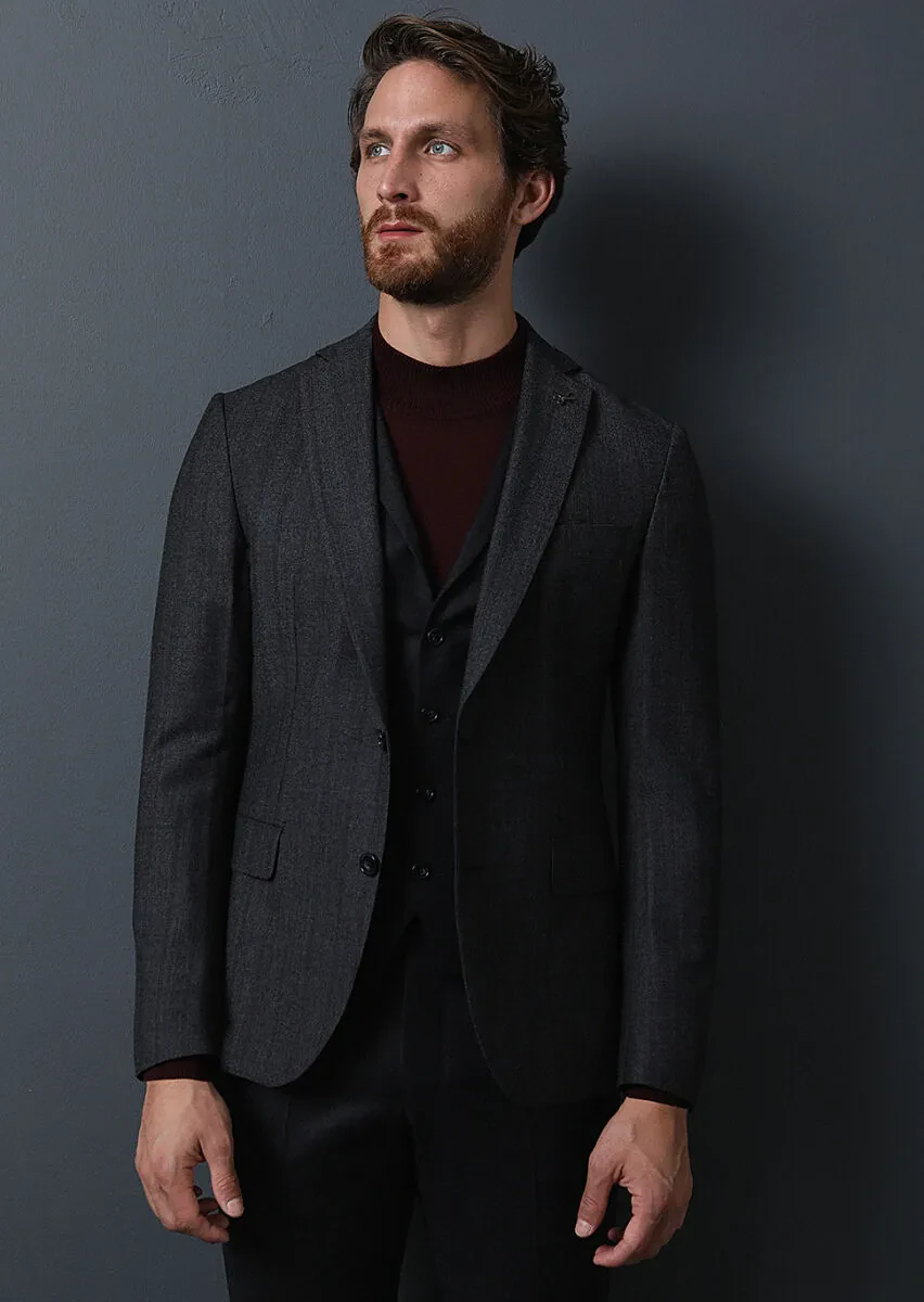 Antrasit Yelekli Takım Elbise - 4