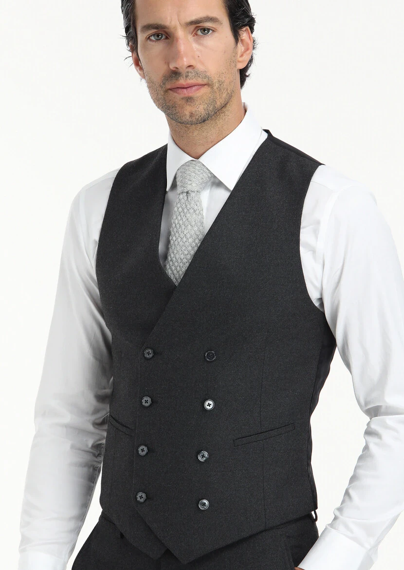 Antrasit Yelekli Takım Elbise - 5