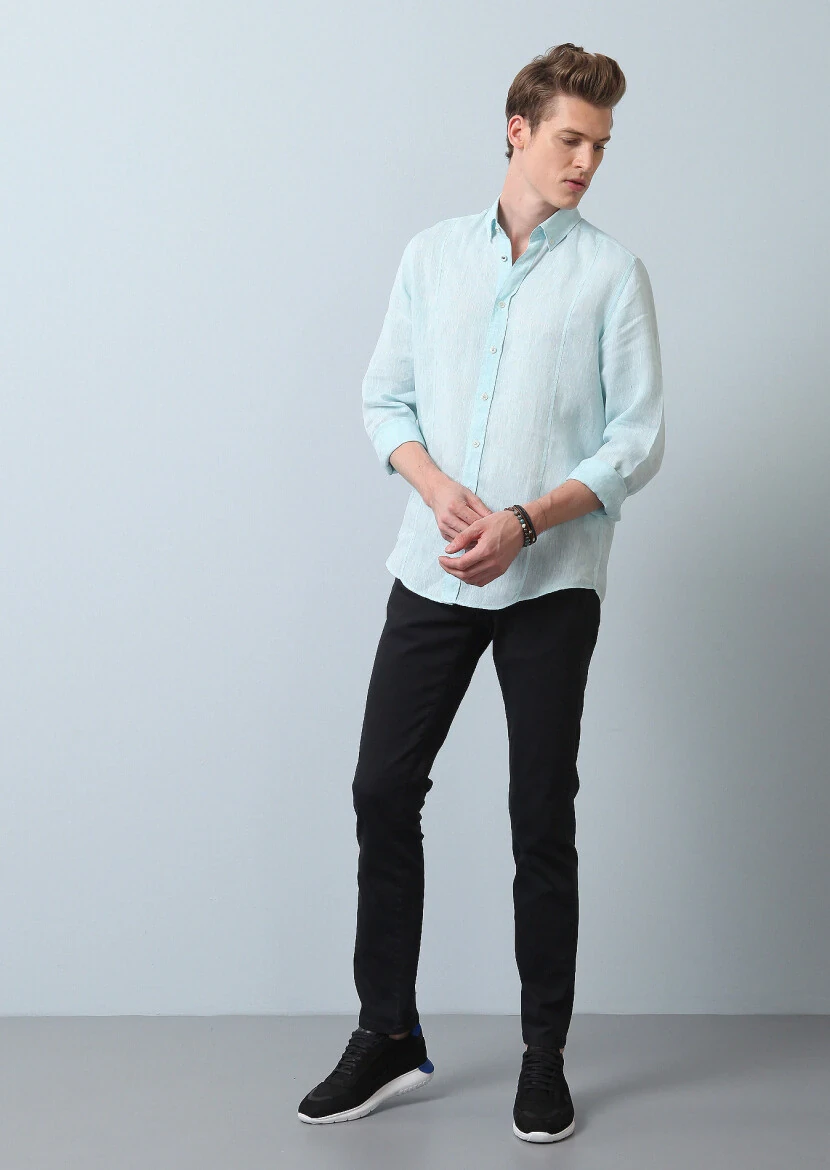 Aqua Düz Regular Fit Dokuma Casual Pamuk Karışımlı Gömlek 