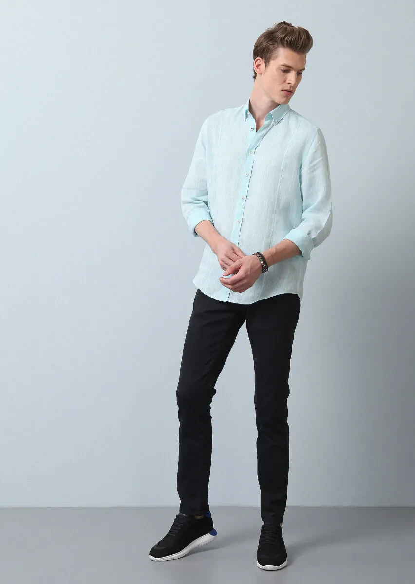 Aqua Düz Regular Fit Dokuma Casual Pamuk Karışımlı Gömlek - 2