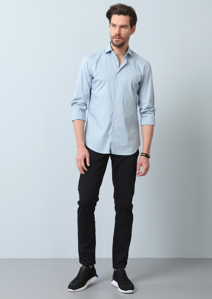 Aqua Düz Regular Fit Dokuma Casual Pamuk Karışımlı Gömlek - 4