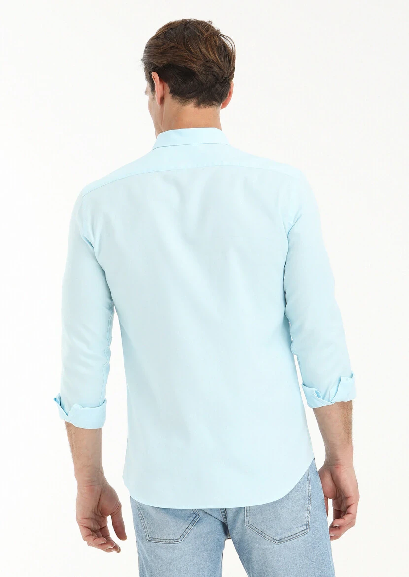 Aqua Düz Slim Fit Dokuma Casual %100 Pamuk Gömlek - 4