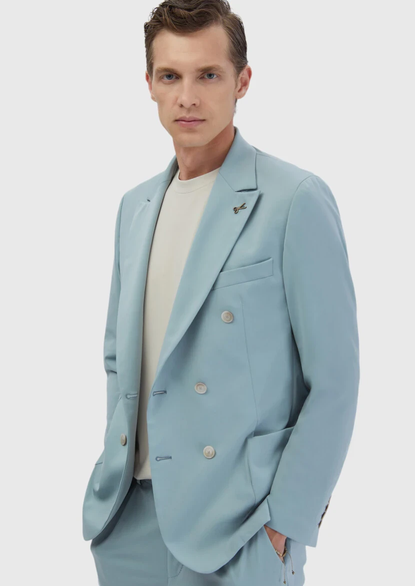 Aqua Plain Comfort Fit Suit - 3