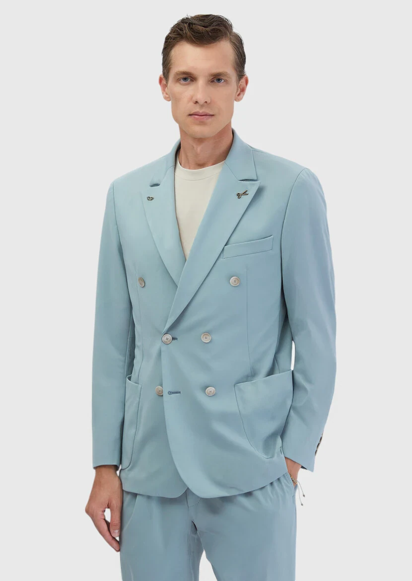 Aqua Plain Comfort Fit Suit - 4