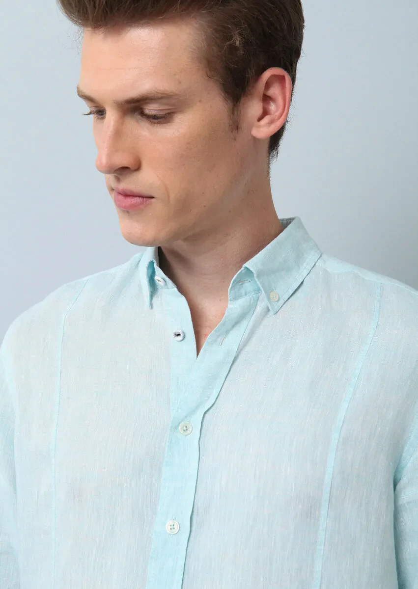 Aqua Plain Regular Fit Weaving Casual Cotton Blended Shirt - 4