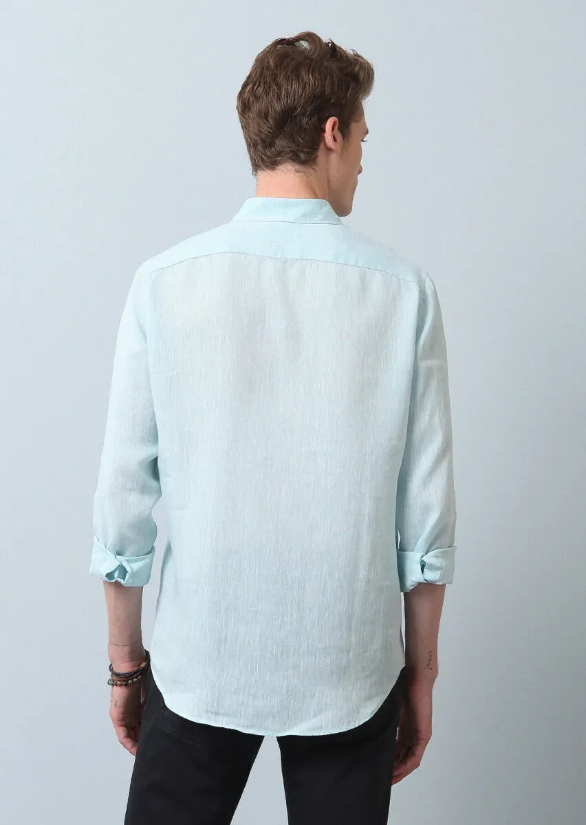 Aqua Plain Regular Fit Weaving Casual Cotton Blended Shirt - 5