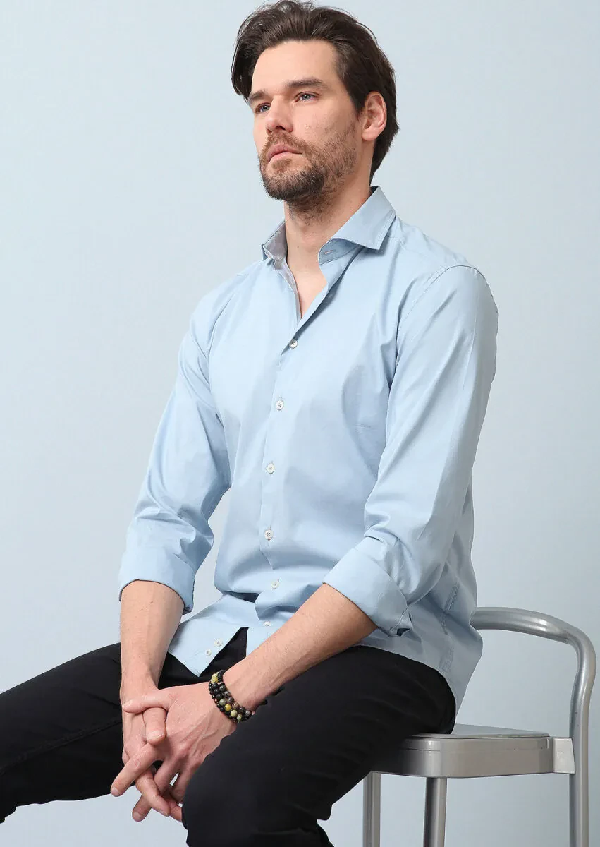 Aqua Plain Regular Fit Weaving Casual Cotton Blended Shirt - 1