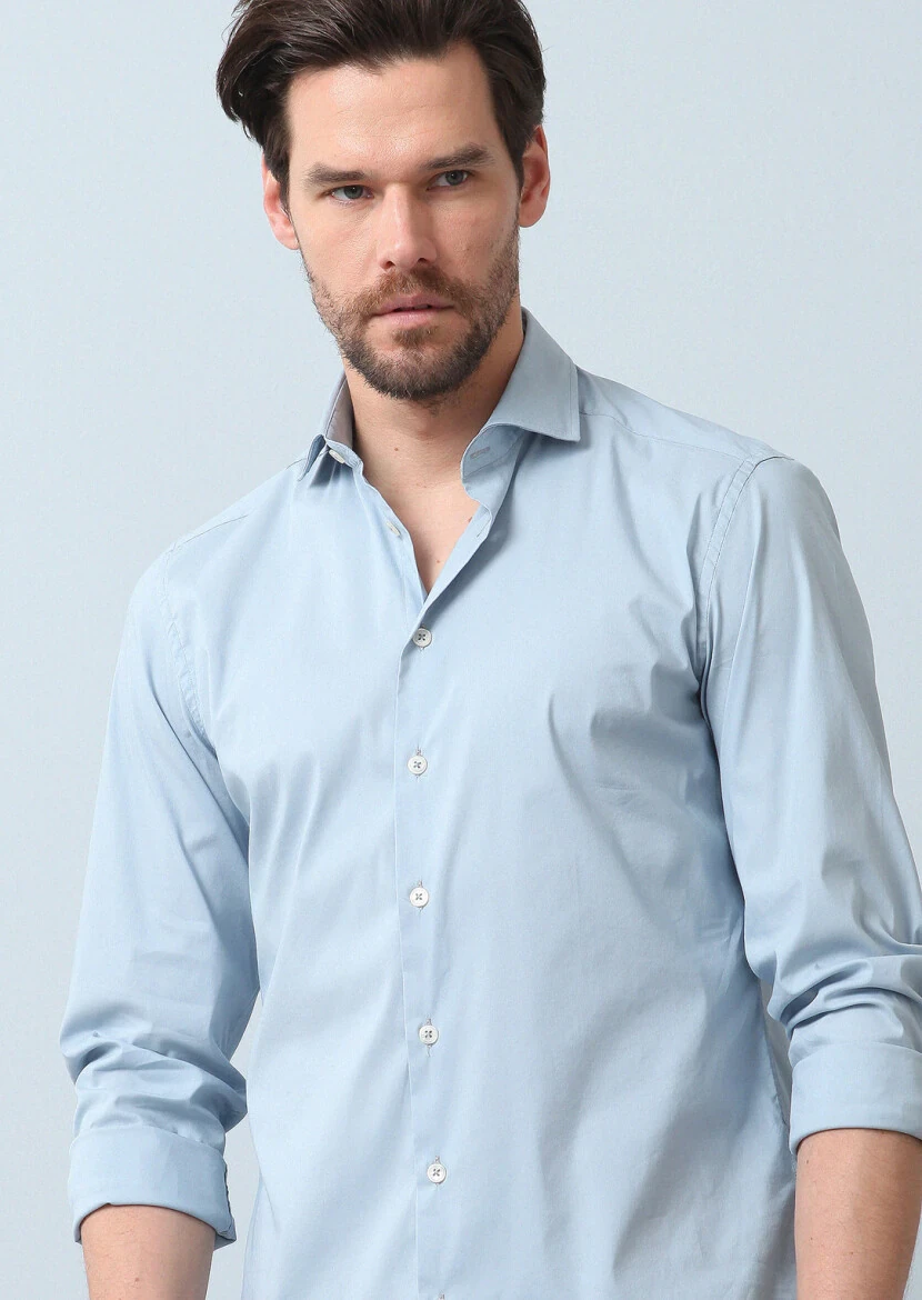 Aqua Plain Regular Fit Weaving Casual Cotton Blended Shirt 