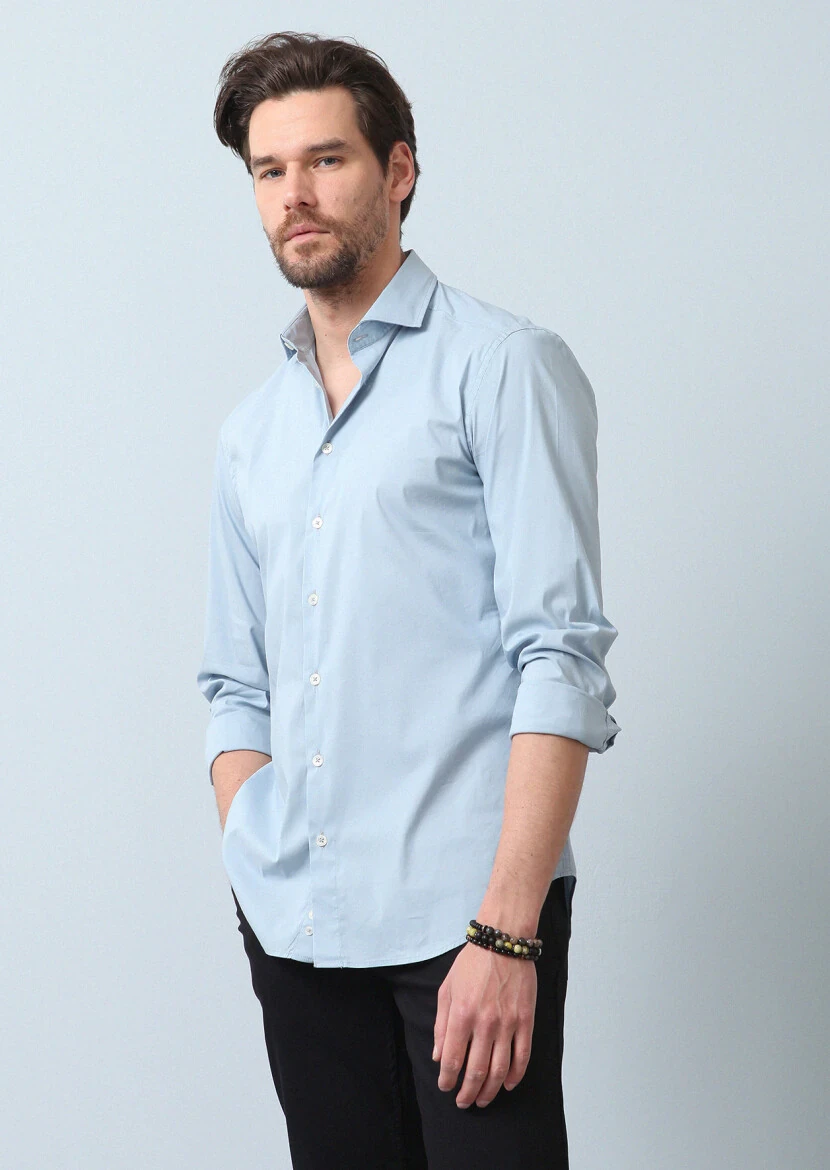 Aqua Plain Regular Fit Weaving Casual Cotton Blended Shirt - 3