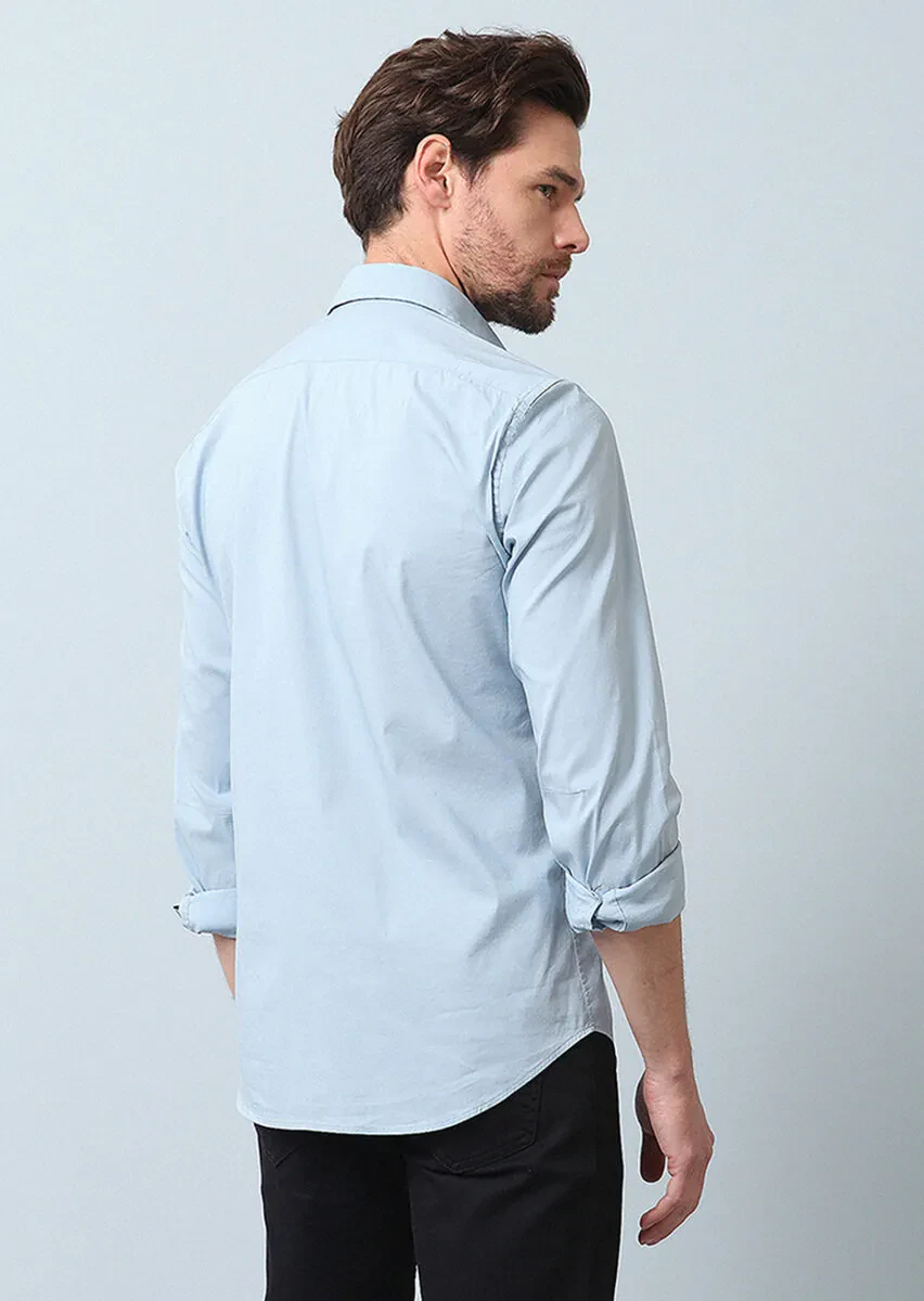 Aqua Plain Regular Fit Weaving Casual Cotton Blended Shirt - 6