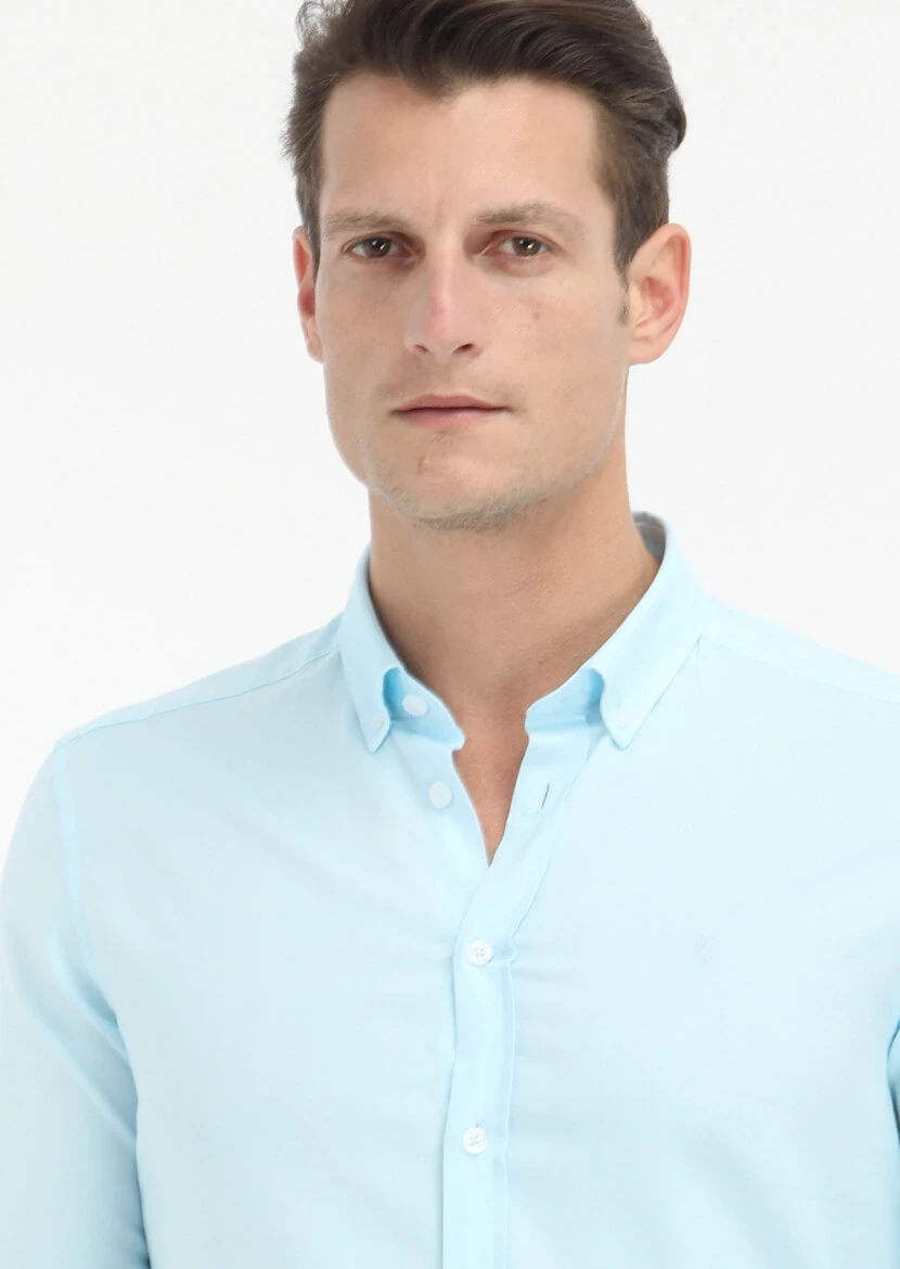 Aqua Plain Slim Fit Weaving Casual 100% Cotton Shirt - 3