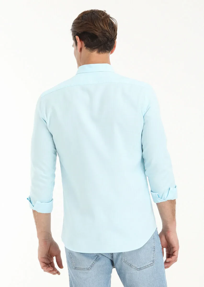 Aqua Plain Slim Fit Weaving Casual 100% Cotton Shirt - 4