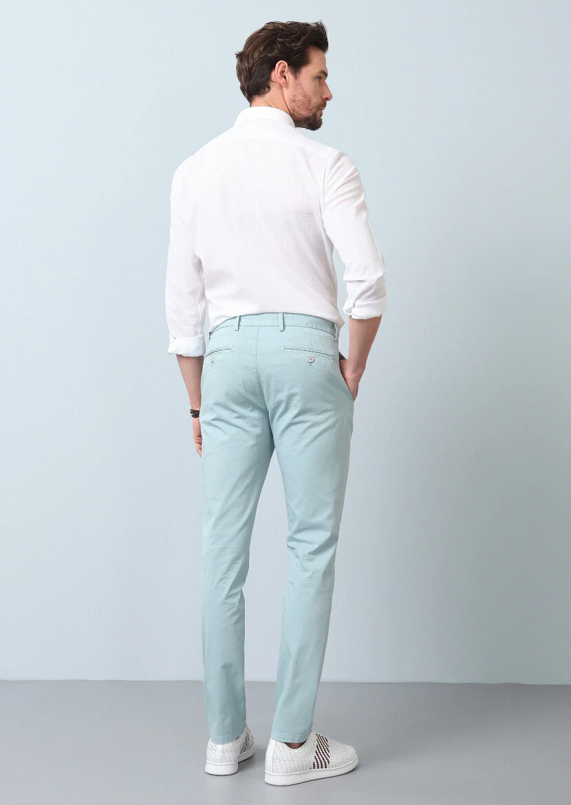 Aqua Weaving Slim Fit Casual Cotton Blended Trousers - 5