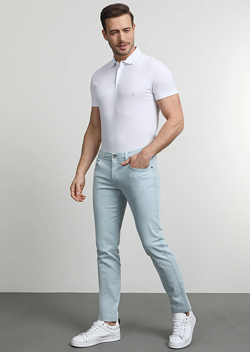 Aqua Weaving Slim Fit Casual Cotton Blended Trousers - 1
