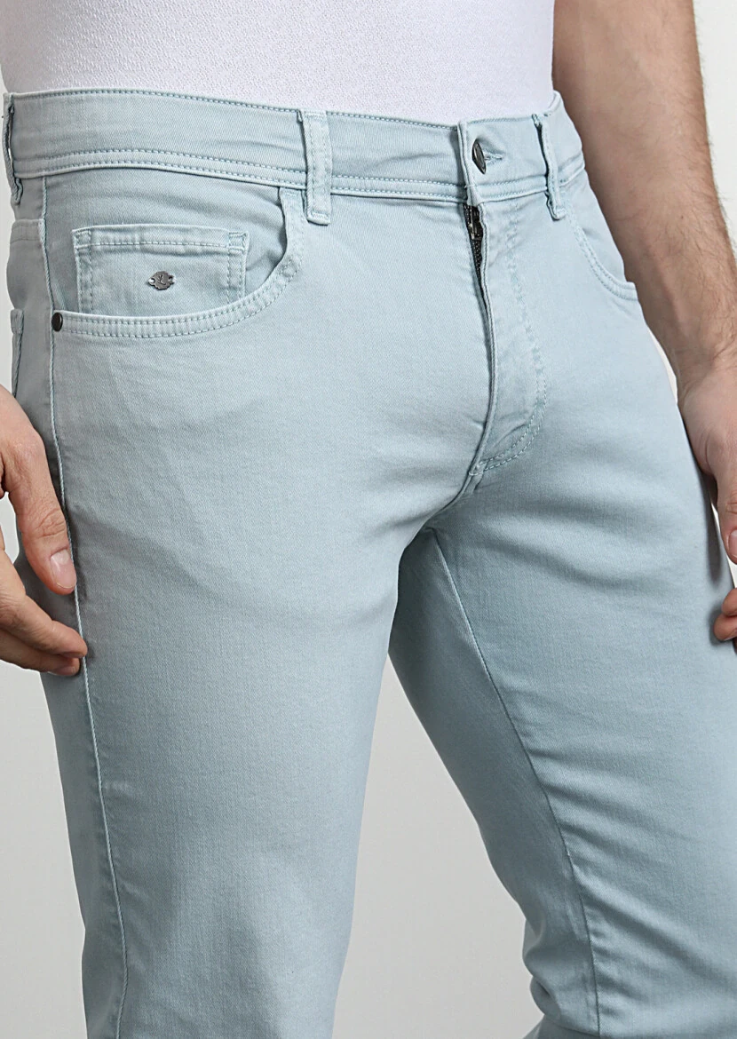 Aqua Weaving Slim Fit Casual Cotton Blended Trousers 