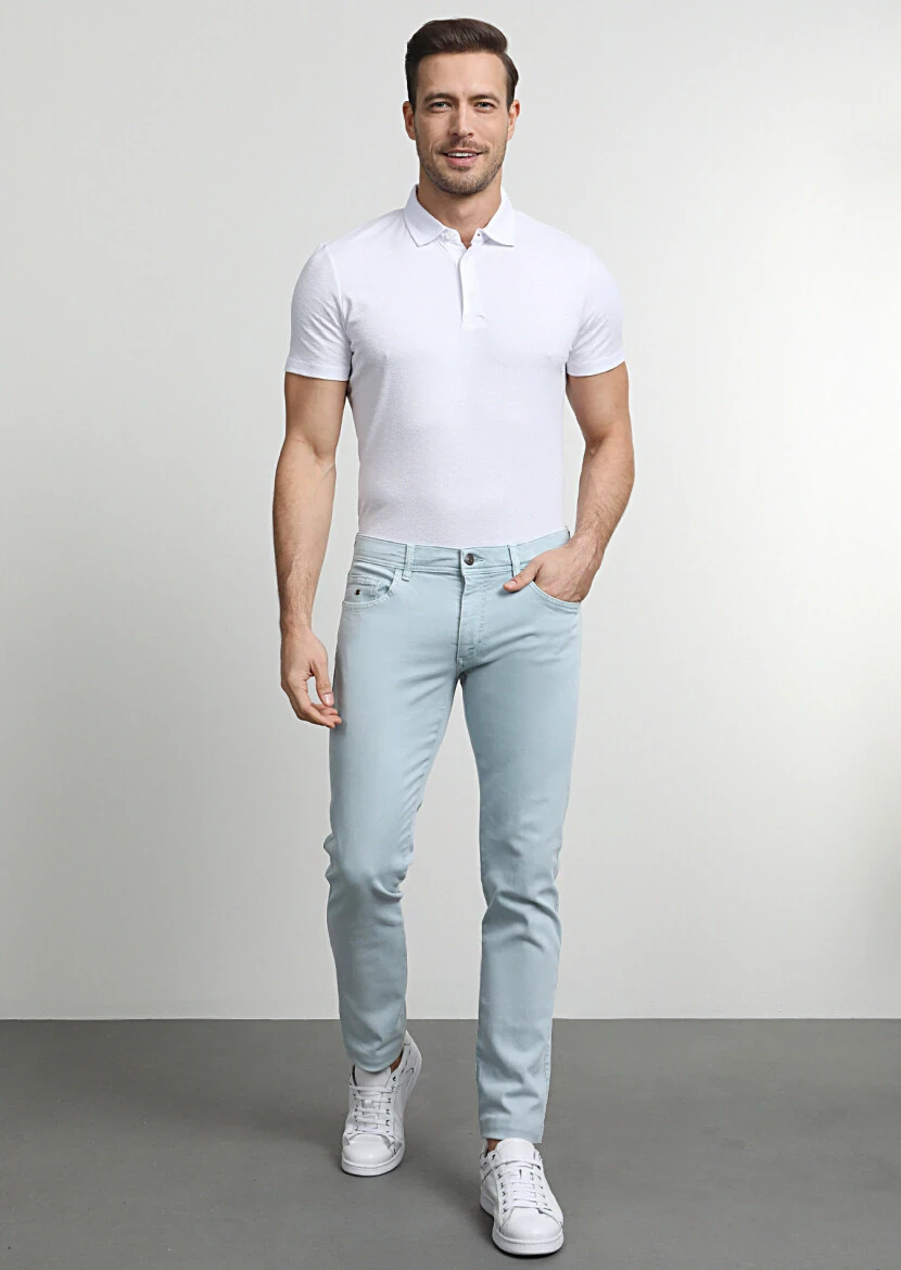 Aqua Weaving Slim Fit Casual Cotton Blended Trousers - 3