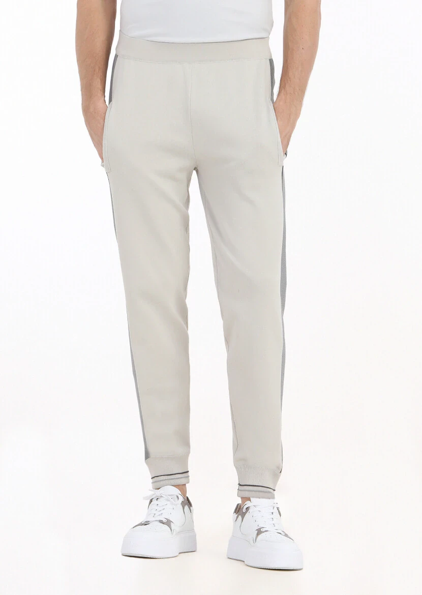 Beige Knitting Jogging Fit Casual Knit Pants - 1