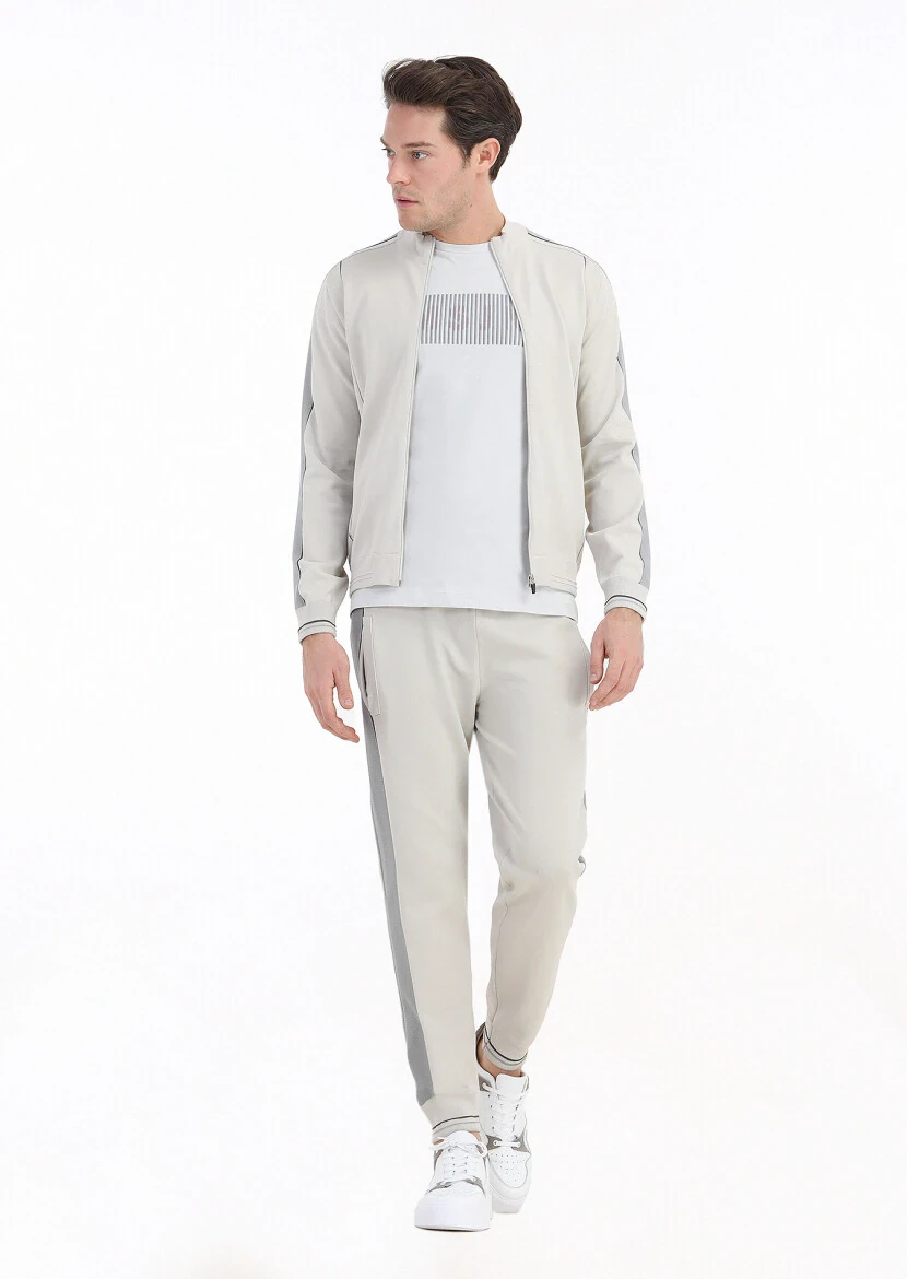 Beige Knitting Jogging Fit Casual Knit Pants - 2