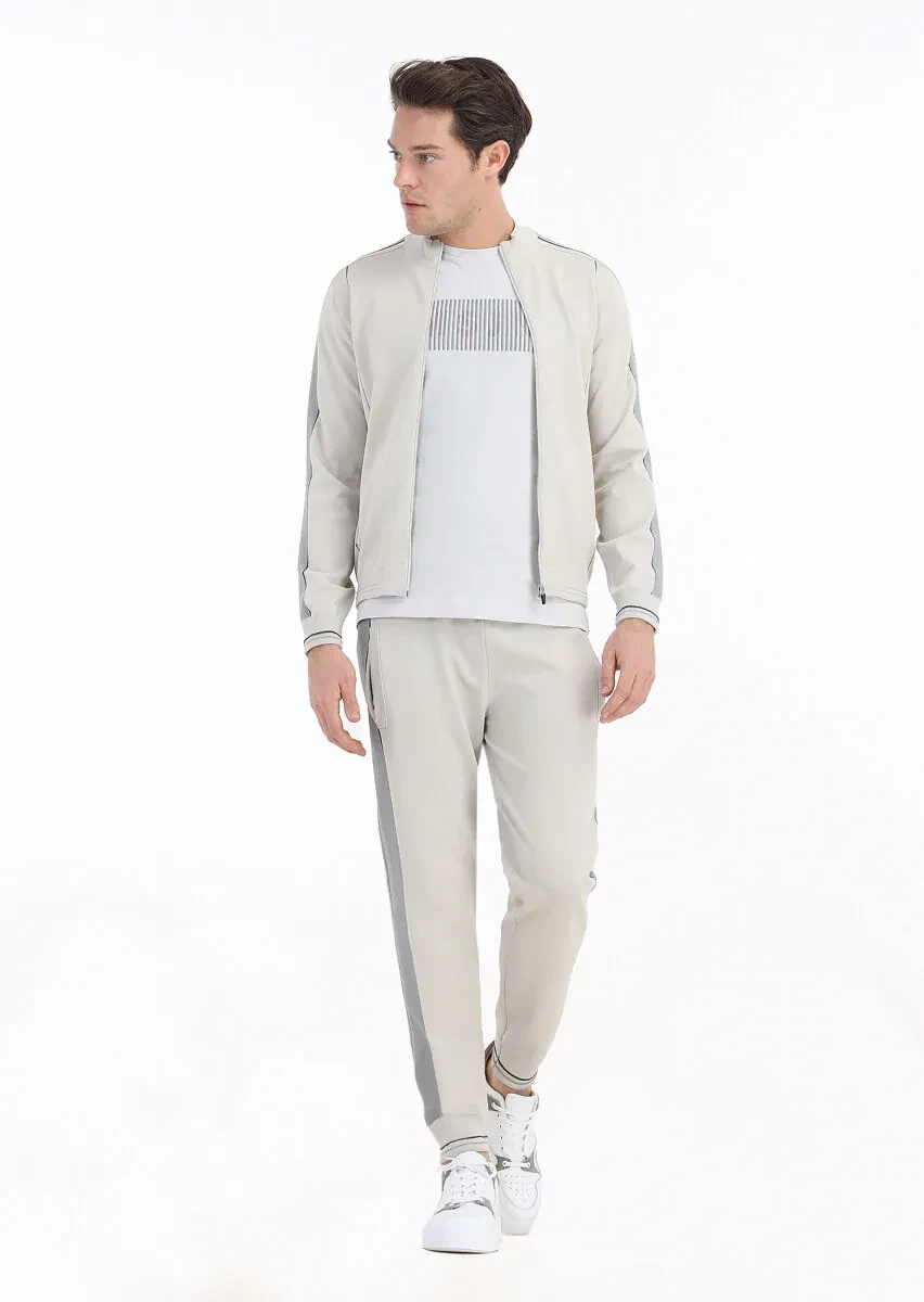 Beige Knitting Jogging Fit Casual Knit Pants - 2