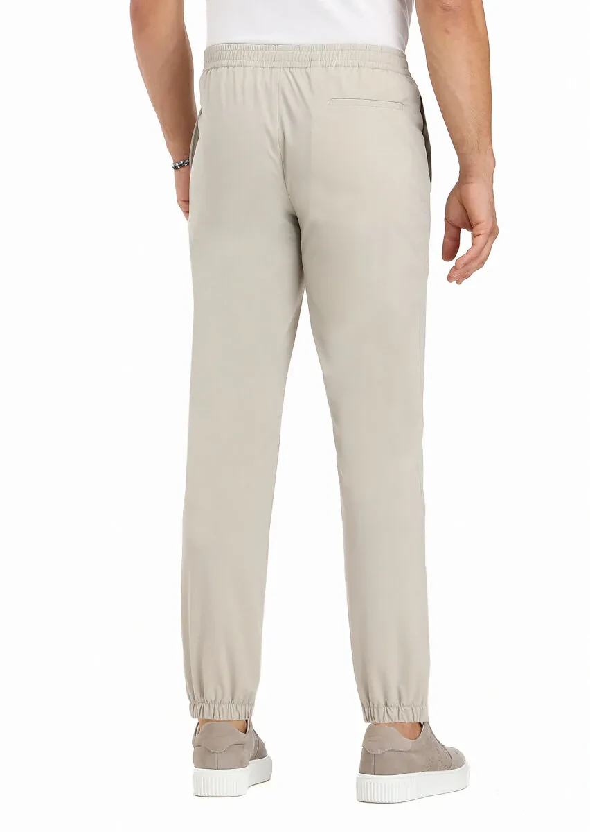 Beige Knitting Jogging Fit Casual Trousers - 4