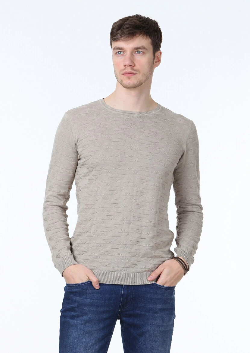 Beige Knitwear Sweatshirt - 1