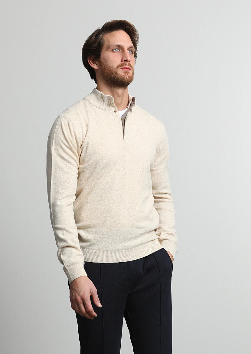 Beige Knitwear Sweatshirt - 3