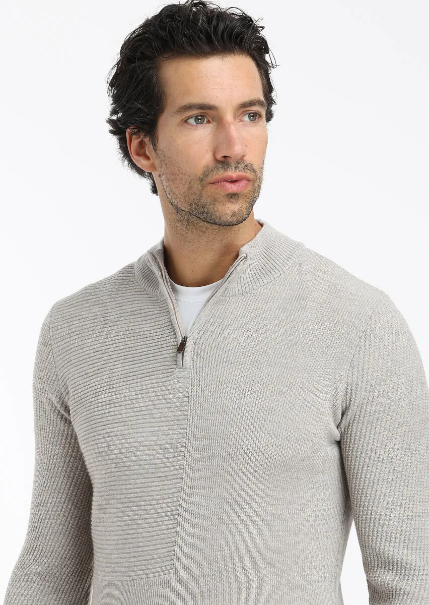 Beige Knitwear Sweatshirt - 1