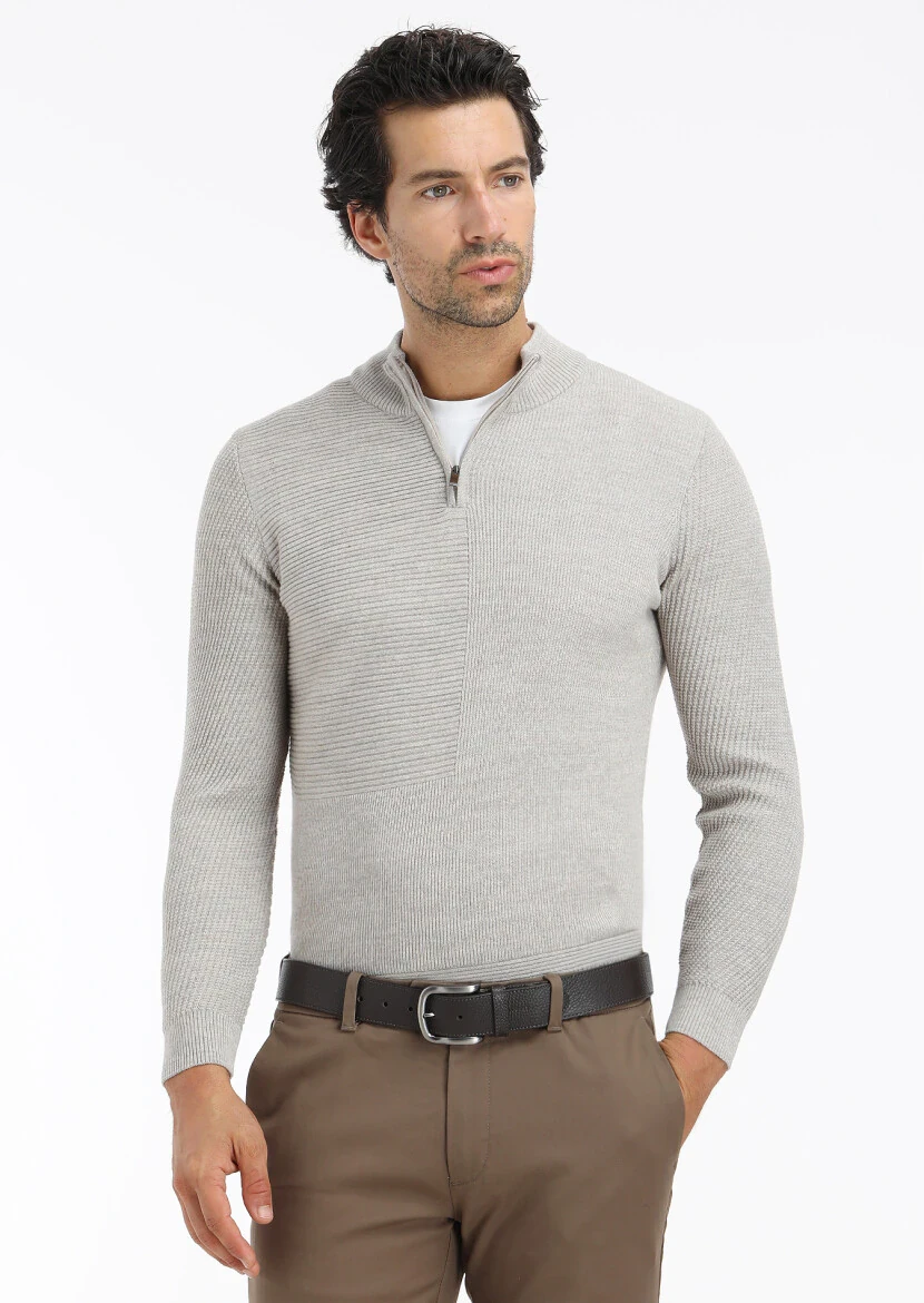 Beige Knitwear Sweatshirt - 4