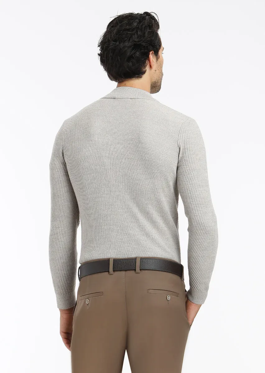 Beige Knitwear Sweatshirt - 5