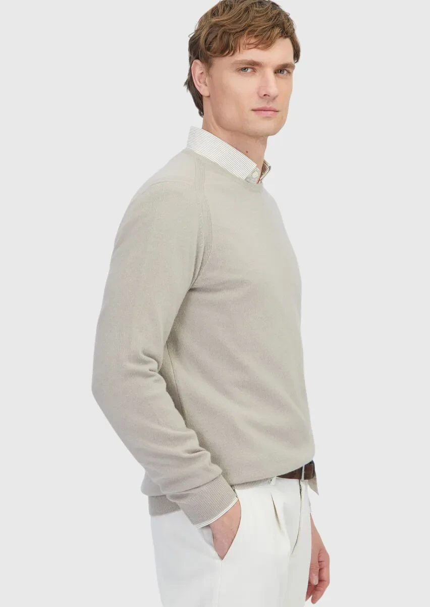 Beige Knitwear Sweatshirt - 3