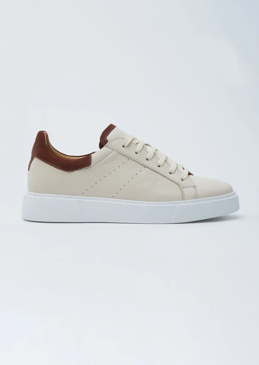 Beige Leather Sneaker - 1