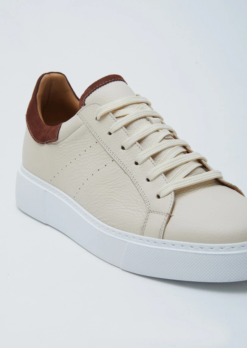 Beige Leather Sneaker - RAMSEY