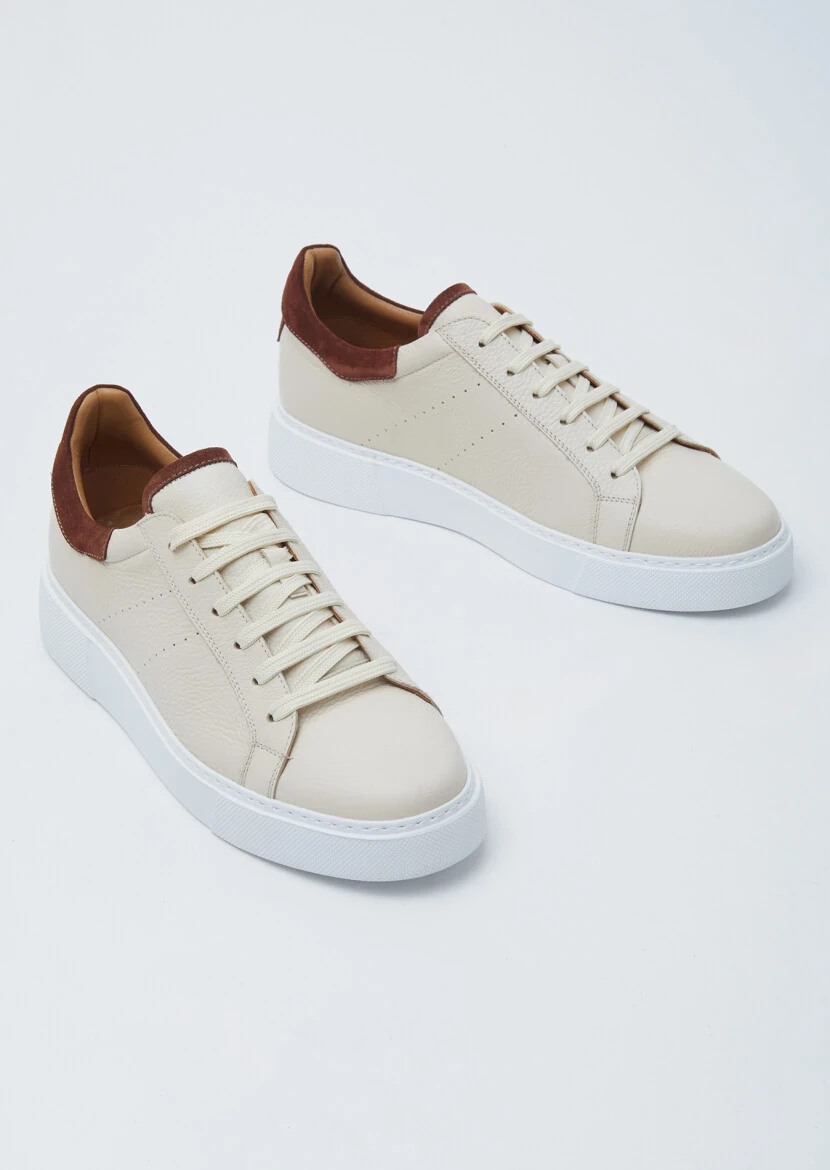 Beige Leather Sneaker - 3