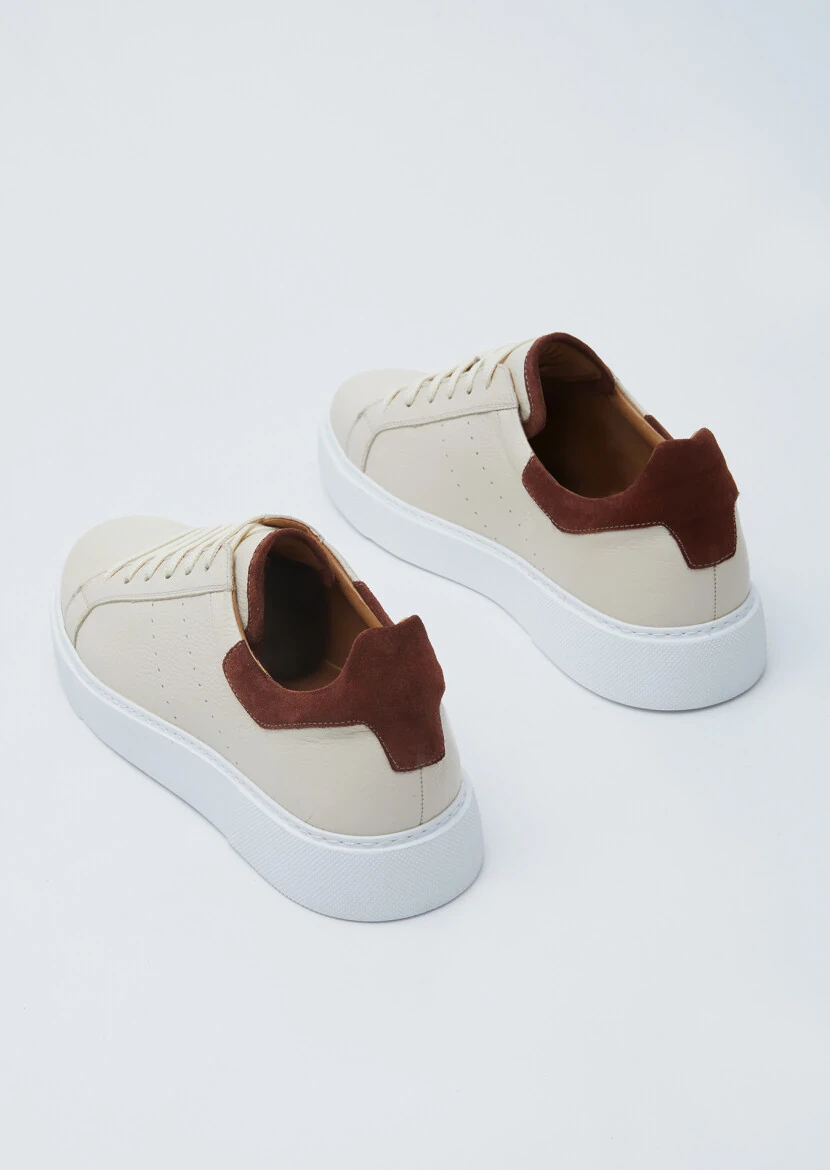 Beige Leather Sneaker - 5
