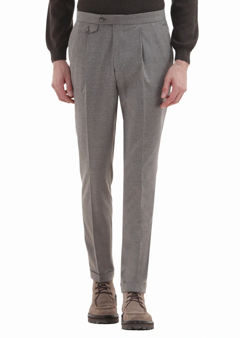 Beige Material Modern Fit Classical Trousers - RAMSEY