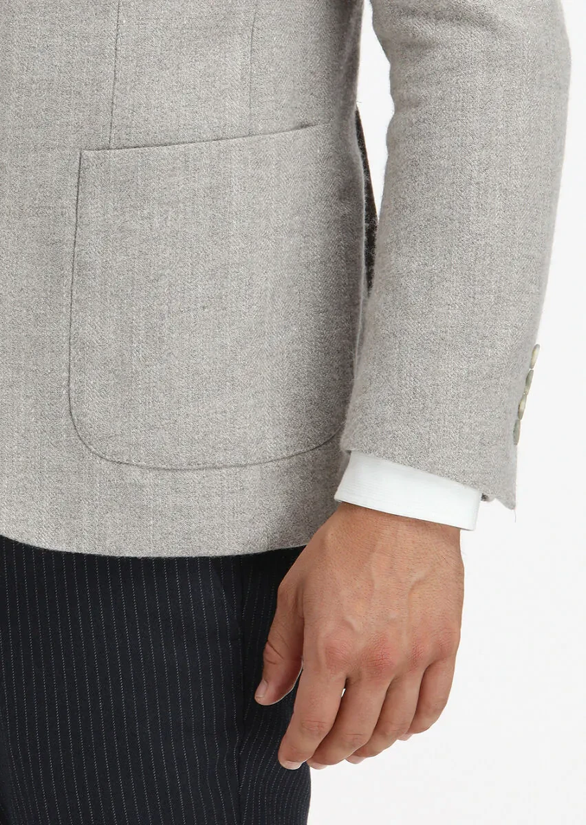 Beige Patterned Shirt Shoulder Slim Fit Wool Blended Jacket - 4