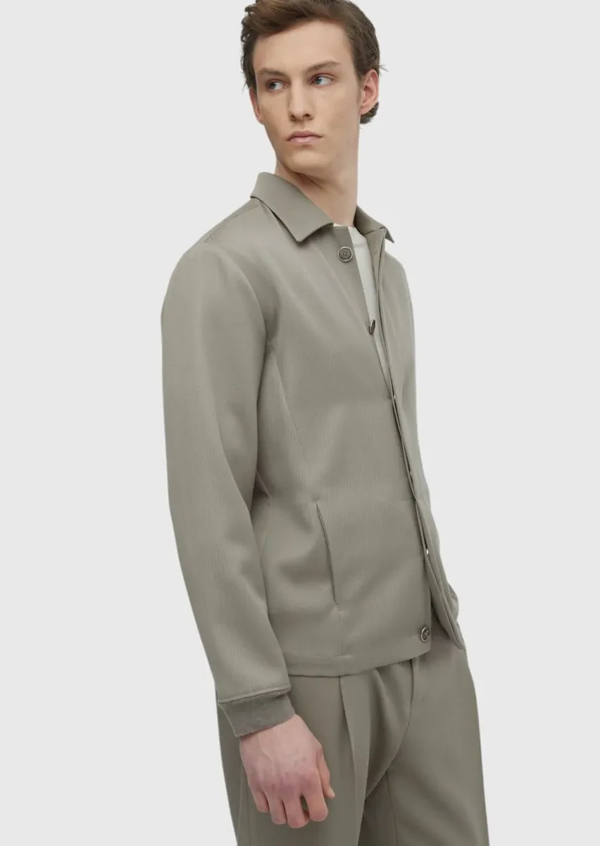 Beige Plain Comfort Fit 100% Wool Suit - 5