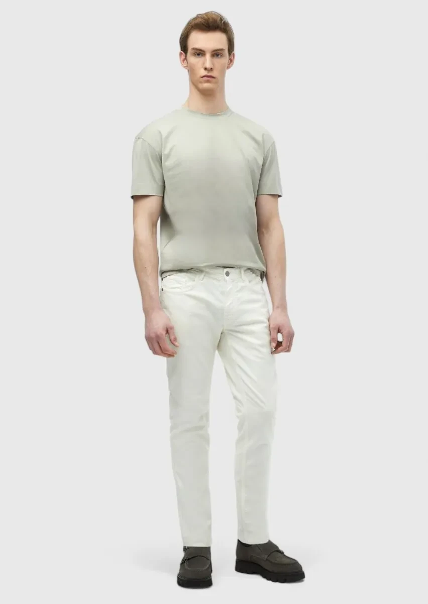 Beige Plain Crew Neck 100% Cotton T-Shirt - 2