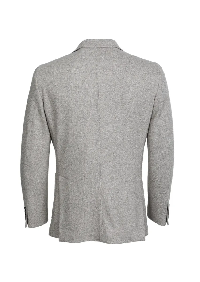 Beige Plain Shirt Shoulder Slim Fit Wool Blended Jacket - 7