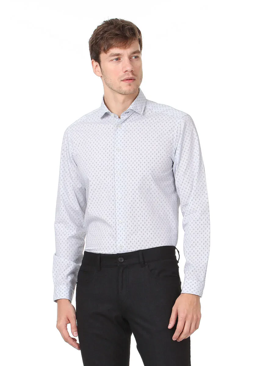 Beige Printed Regular Fit Weaving Casual 100% Cotton Shirt - 3