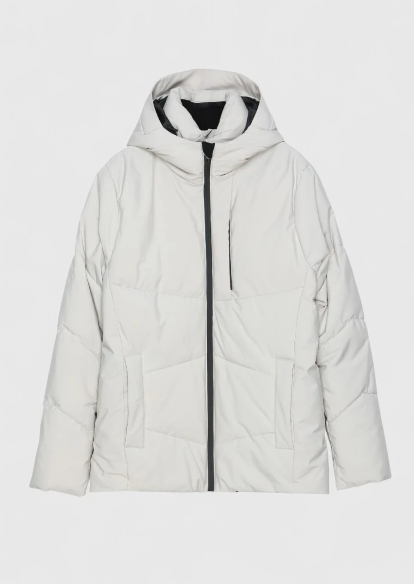 Beige Regular Fit Hooded Casual Weaving Coat - 6