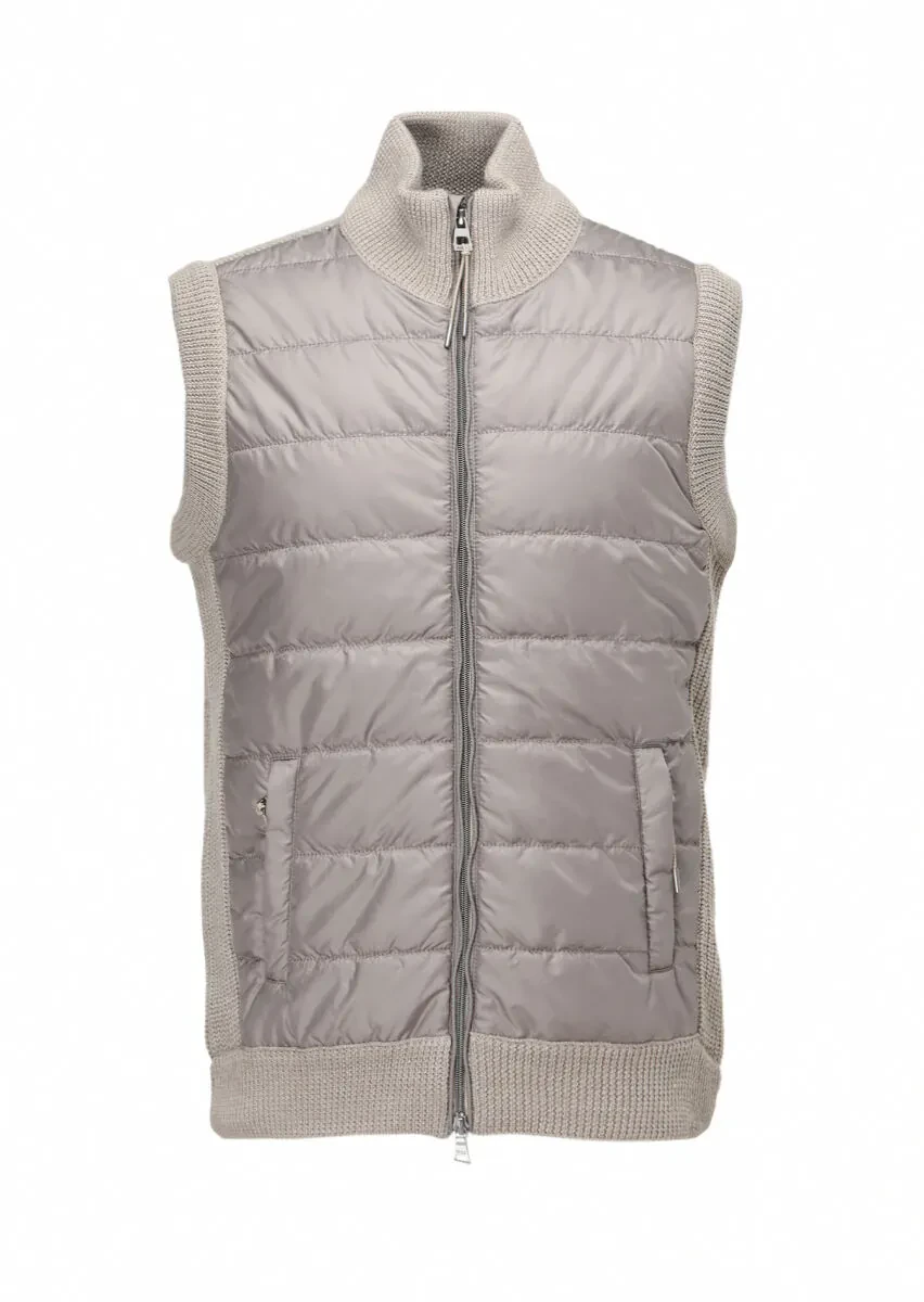 Beige Regular Fit Mock-Turtleneck Casual Knitting Knit Vest - 8