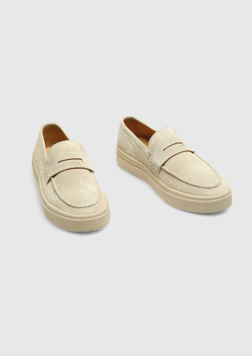Beige Suede Casual Loafer - 3
