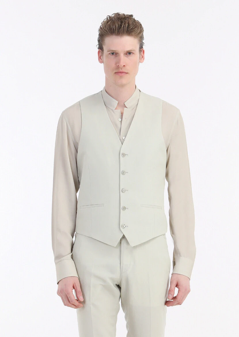 Beige Suit With Waistcoat - 6