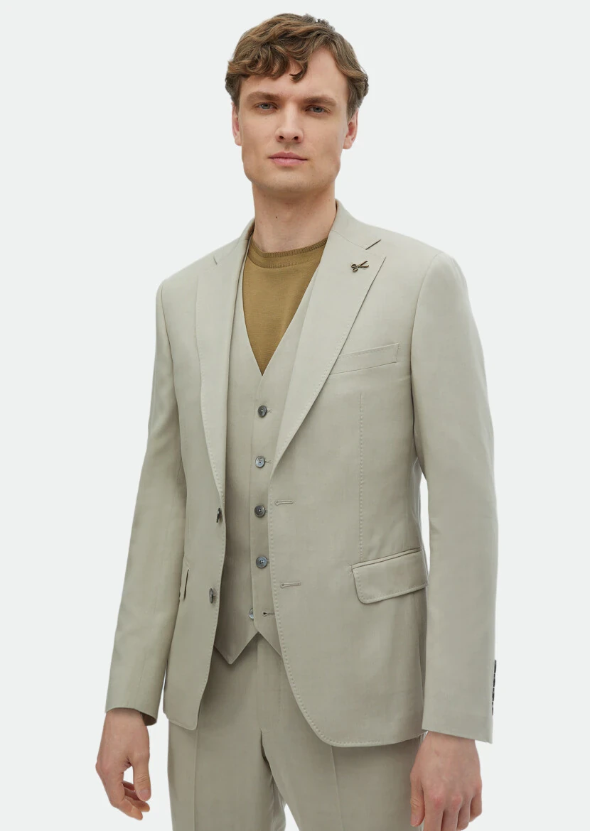 Beige Suit With Waistcoat - RAMSEY