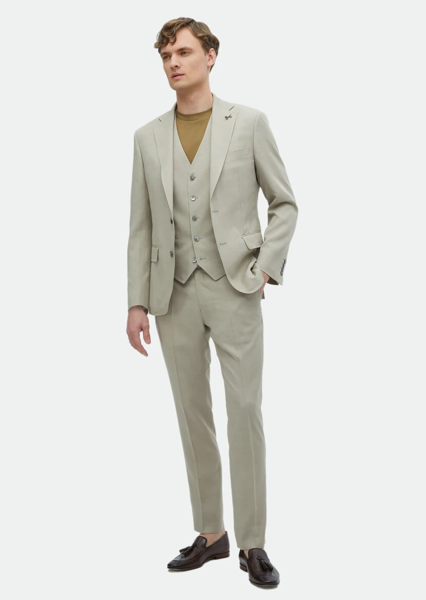 Beige Suit With Waistcoat - RAMSEY